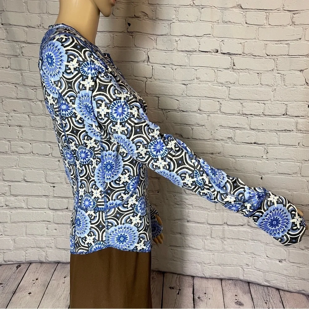 New Free People Fireside Long Sleeve Base Layer Blue Top Size M